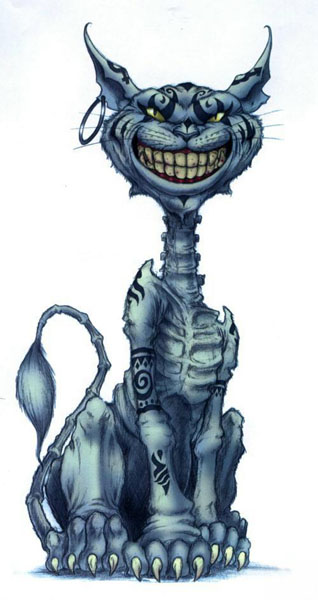cheshire cat tattoos. The Cheshire grin widened even